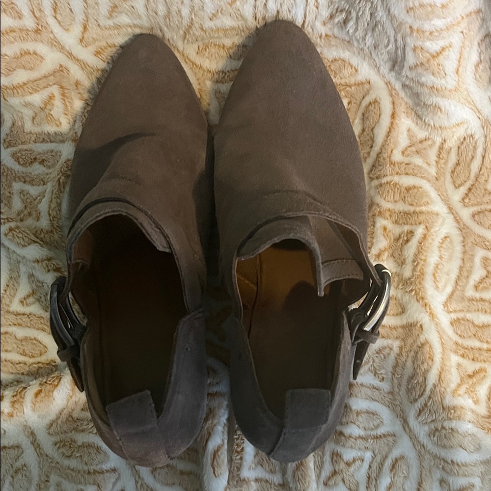 Frye Brown Leather Ankle Boots with Buckle